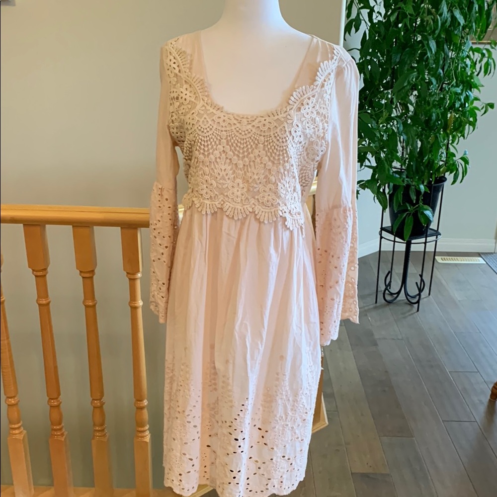 NWOT - Elegant Cotton Cream Lace Dress